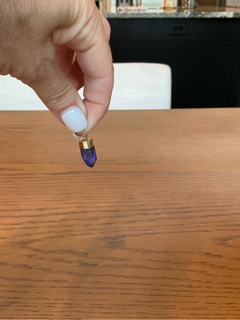 Gold-Tone Tanzanite Point Pendant Charm - Purple